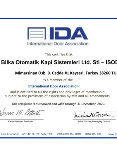 ISODOOR_IDA Membership Certificate
